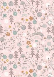 Lewis & Irene Bella Bunny & Bear Fabric | Bella & Bear Pink