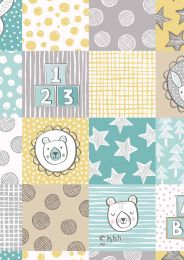 Lewis & Irene Bella Bunny & Bear Fabric | Nursery Squares Yellow