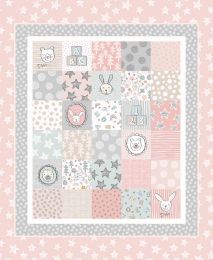 Lewis & Irene Bella Bunny & Bear Fabric | Bella Bunny & Bear Cot Quilt Pink