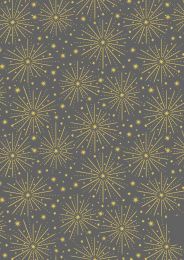 Lewis & Irene Honey Bee Fabric | Stardust Dark Grey - Gold Metallic