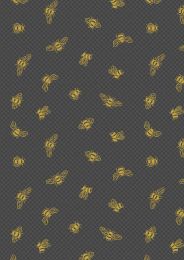Lewis & Irene Honey Bee Fabric | Bees Charcoal - Gold Metallic