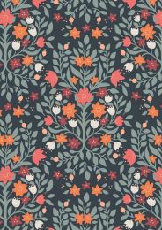 Lewis & Irene Folk Floral Fabric | Damask Navy