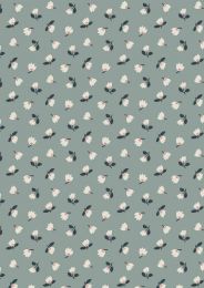 Lewis & Irene Folk Floral Fabric | Little Flowers Iced Sage
