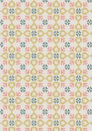 Lewis & Irene Folk Floral Fabric | Cross Stitch Hearts Cream