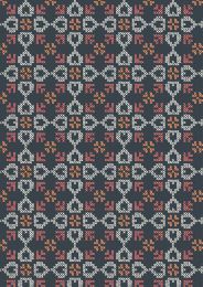 Lewis & Irene Folk Floral Fabric | Cross Stitch Hearts Navy