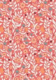 Lewis & Irene Folk Floral Fabric | All Over Coral