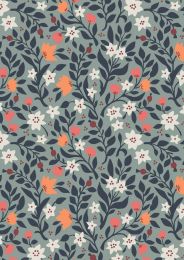 Lewis & Irene Folk Floral Fabric | All Over Iced Sage