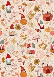 Lewis & Irene Snuggle Season Fabric | Autumn Gnomes Dark Cream