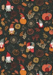 Lewis & Irene Snuggle Season Fabric | Autumn Gnomes Dark Forest