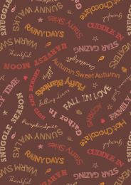 Lewis & Irene Snuggle Season Fabric | Cosy Words Chocolate