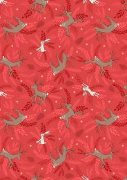 New Forest Winter Fabric | Deer & Hare Red