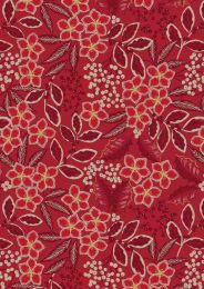 Noel Metallic Christmas Fabric | Noel Floral Red