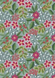 Noel Metallic Christmas Fabric | Floral Slate Blue