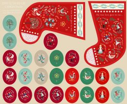 The 12 Days Of Christmas Fabric | Stocking Panel