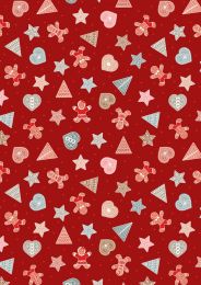 Gingerbread Season Fabric | Gingerbread Scatter Red