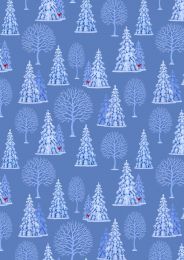 Tomtens Village Fabric | Trees Blue