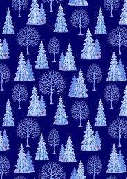 Tomtens Village Fabric | Trees Dark Blue