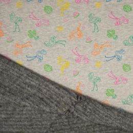 Luxury Sweatshirt Fabric | Melange Multi Colour Flamingo