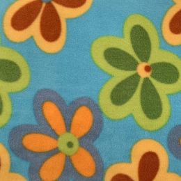 Printed Anti Pil Polar Fleece | Funky Floral Turquoise