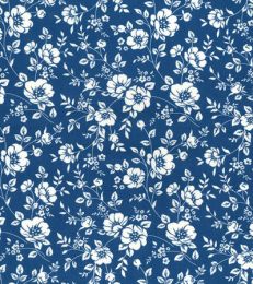 Cotton Print Fabric | Floral Copen & Ivory