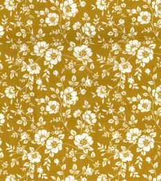 Cotton Print Fabric | Floral Ochre & Ivory