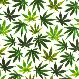 Cotton Print Fabric | Cannabis Leaf Ivory