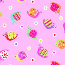 American Touch Flannel | Snails Pink