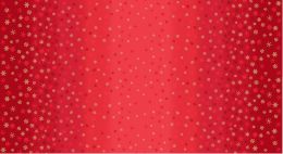 Ombre Snowflake Fabric Red by Makower UK. Super Christmas fabric with metallic detailing. 