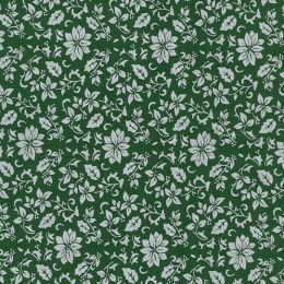 Cotton Fabric Metallic Print | Festive Floral Green