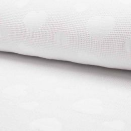 Jacquard Cotton Waffle Fabric | Heart Optical White