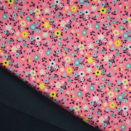 Soft Shell Fleece Fabric | Flowers Pink