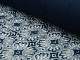 Jacquard Jersey | Floral Tile Blue