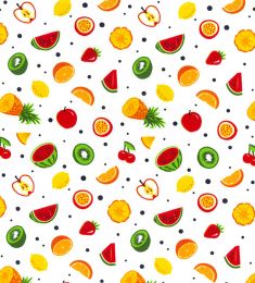 Cotton Print Fabric | Fruit Tasties White