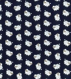 Cotton Print Fabric | Happy Sheep Navy