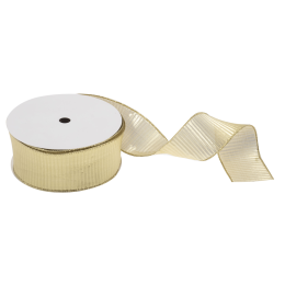 Premium Wire Edged Ribbon | Gold Pleat, 63mm
