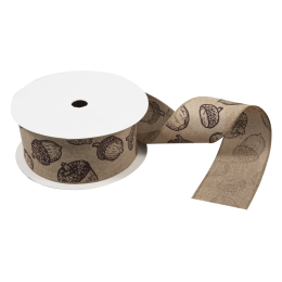 Premium Wire Edged Ribbon | Acorns, 63mm