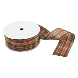 Premium Wire Edged Ribbon | Autumn Tartan, 63mm