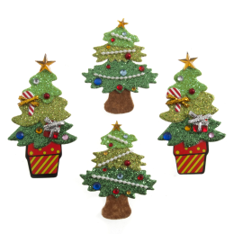 Christmas Embellishments | Glitter Christmas Trees, 4pcs