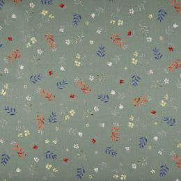 Organic Cotton Fabric | Small Flowers Dusty Green