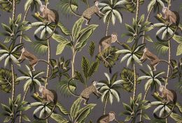 Lightweight Furnishing Fabric | Jungle Monkey Grey