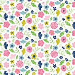 Wildflower Honey Fabric | Small Floral White
