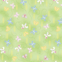 Hippity Hoppity Fabric | Springtime Butterflies Green