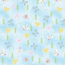 Hippity Hoppity Fabric | Springtime Butterflies Sky Blue