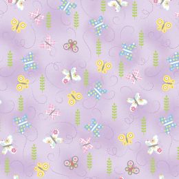 Hippity Hoppity Fabric | Springtime Butterflies Lilac