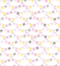 Organic Cotton Fabric Print | Bunting Pink