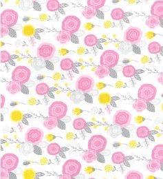 Organic Cotton Fabric Print | Floral Pink