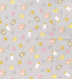 Organic Cotton Fabric Print | Toys Grey