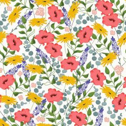 Feed The Bees Fabric | Allover Floral White