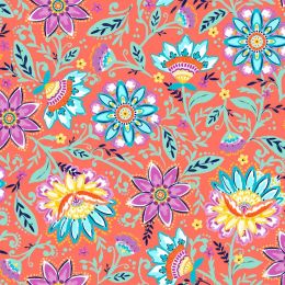 Summer Song Fabric | Floral Mango