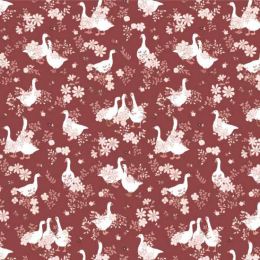Goose Creek Gardens Fabric |Geece Burgundy 